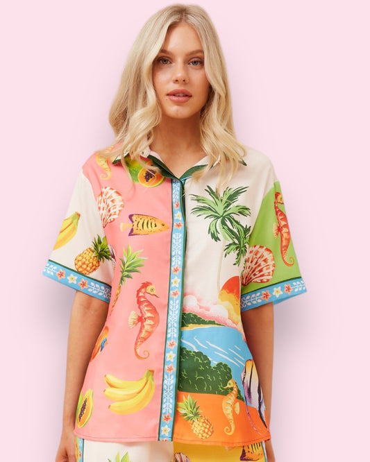 Tropical Button Up Top