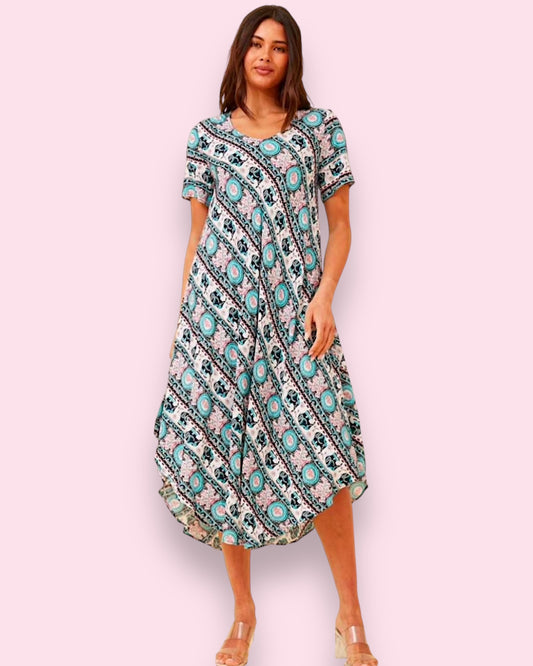 Emerie Midi Dress - Navy Elephants