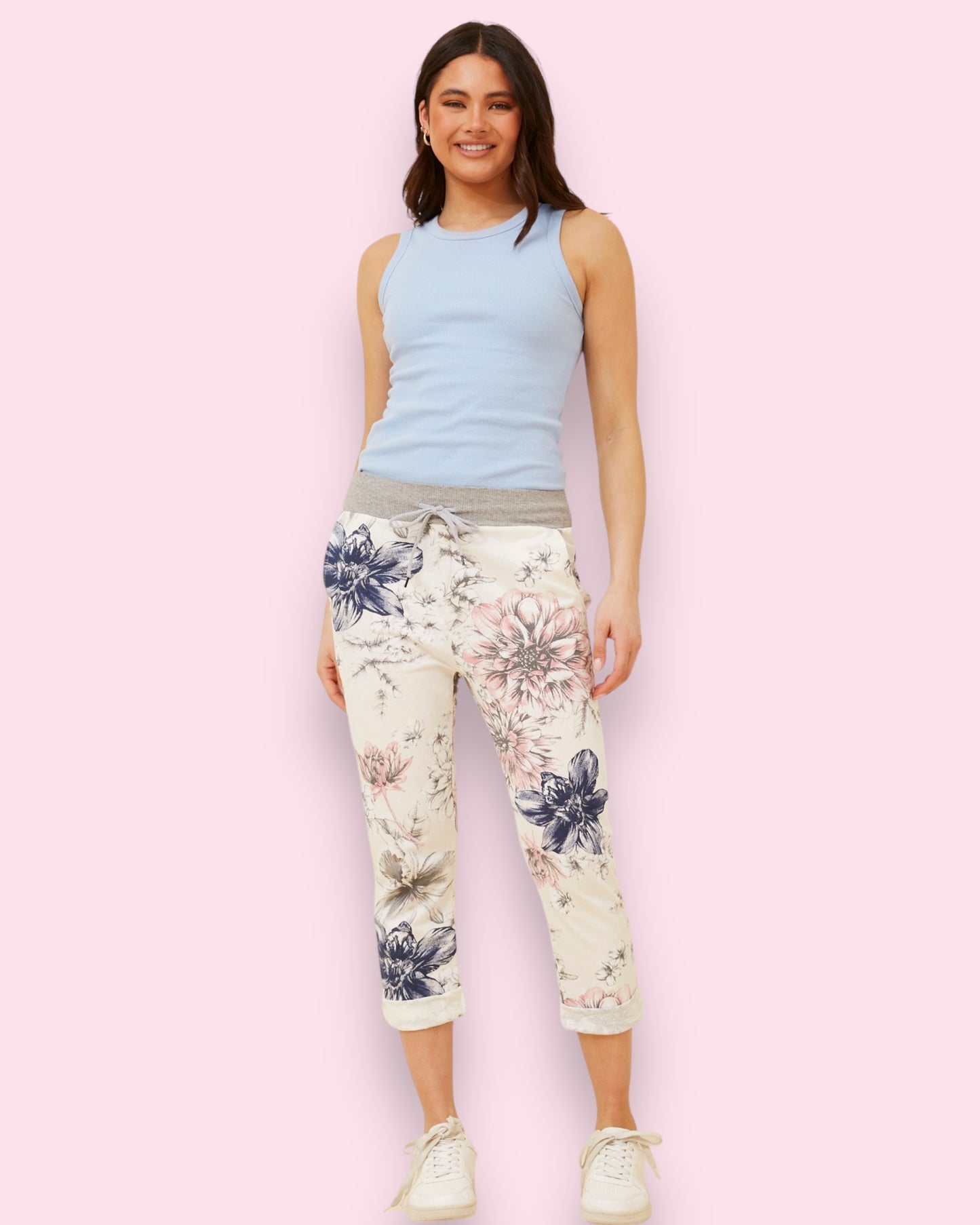 Jazzy 7/8 Printed Pants - Petal Pink