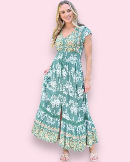 Cassie Maxi Dress - Sage Print