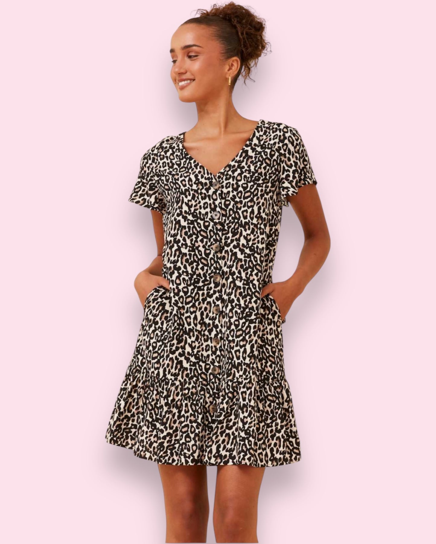 Leslie Animal Print Peplum Dress