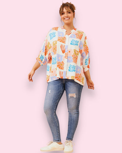 Mia Printed Shirt - Multi White