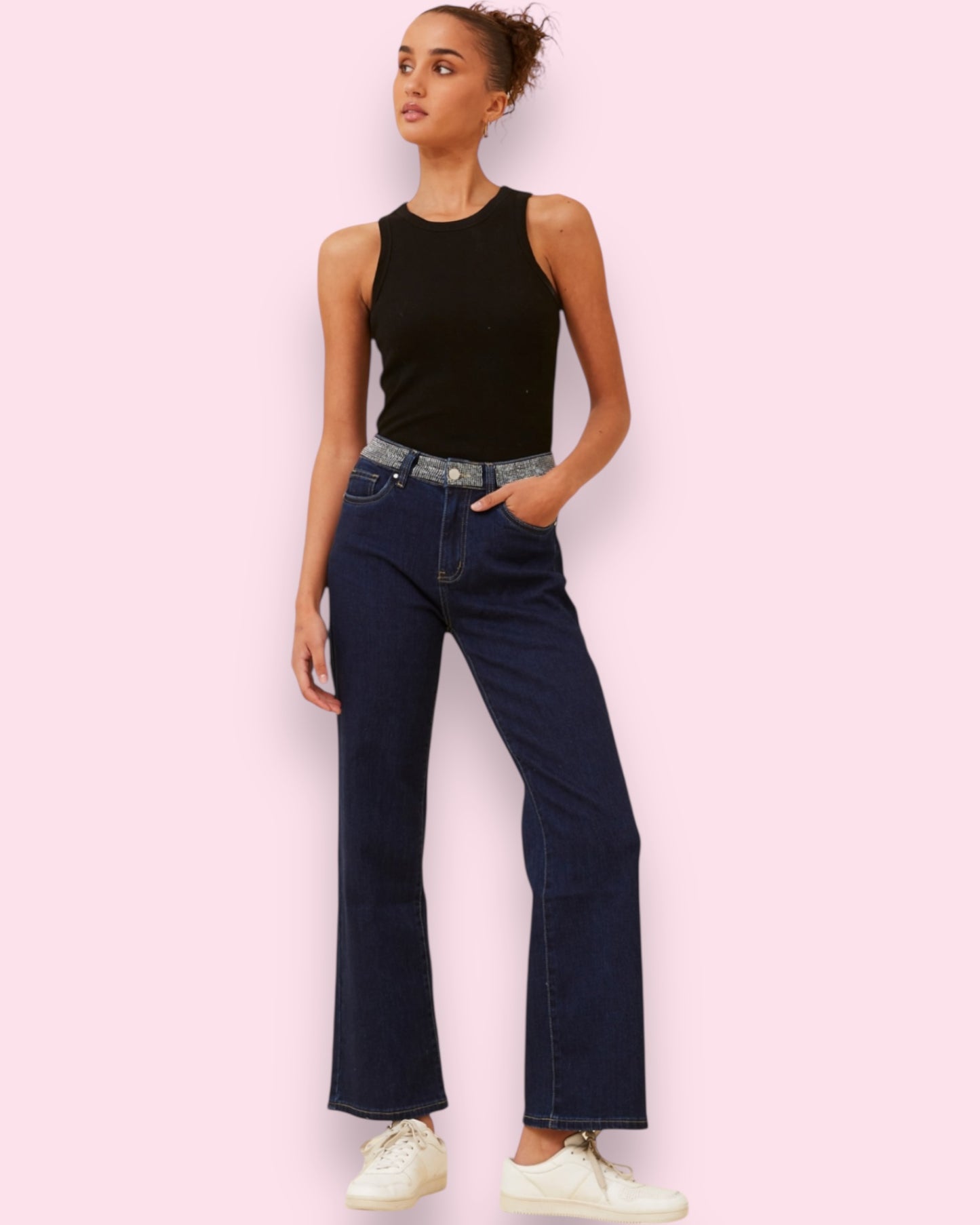 Madeline Diamanté Jeans - Dark Denim
