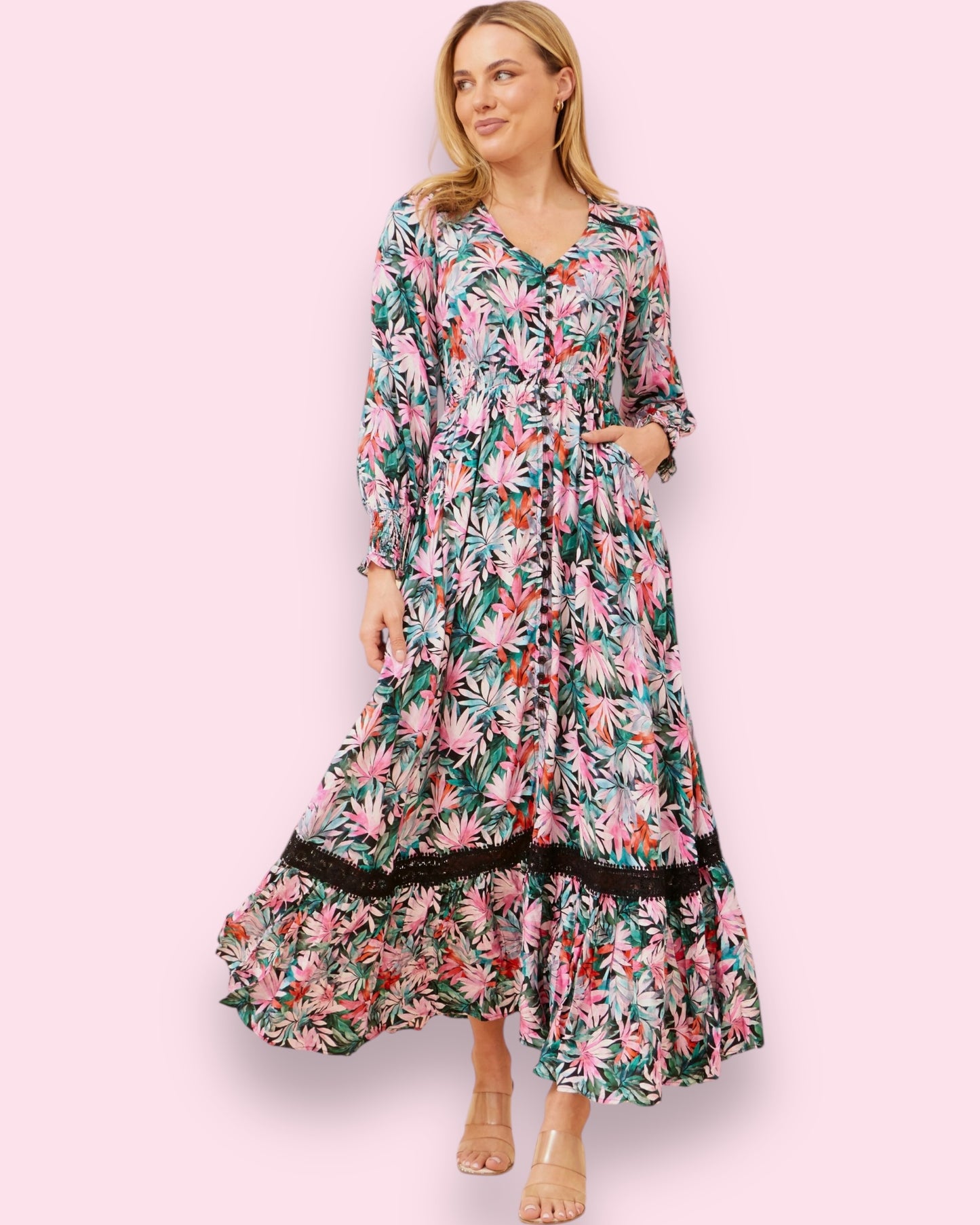 Chloe Maxi Dress - Multi Pink Floral
