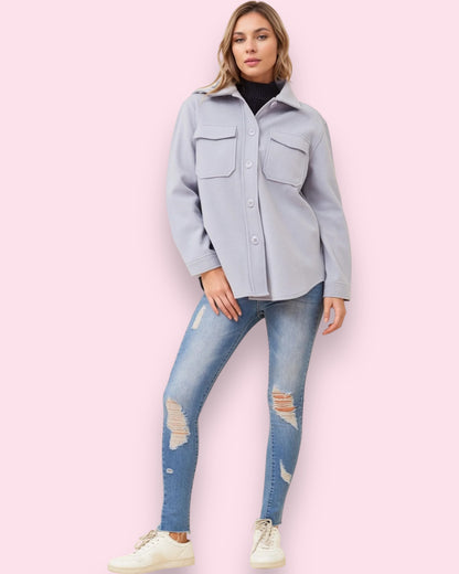 Sloane Shacket - Blue