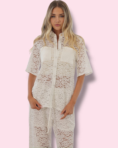 Leyna Lace Top - White