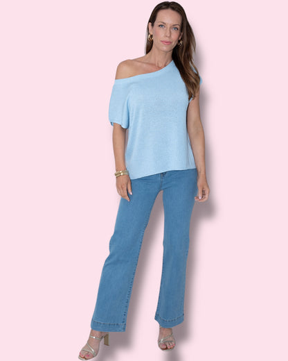 Jill Knit Top - Sky Blue
