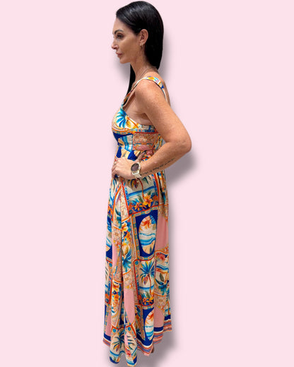 Emily Print Dress - Pink Tropical