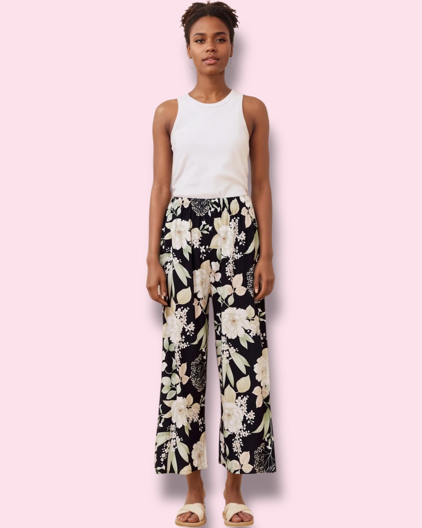 Alba Floral Pants - Navy