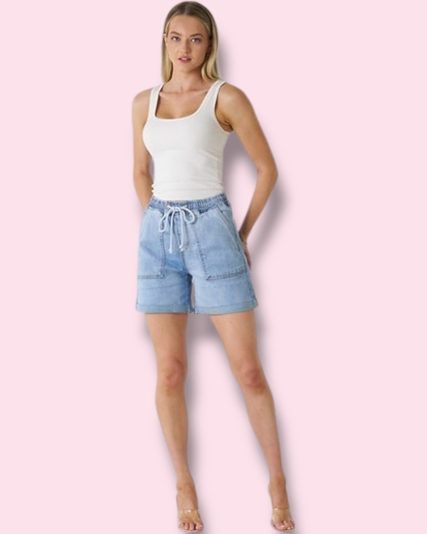 Wendy Elasticised Shorts - Light Blue