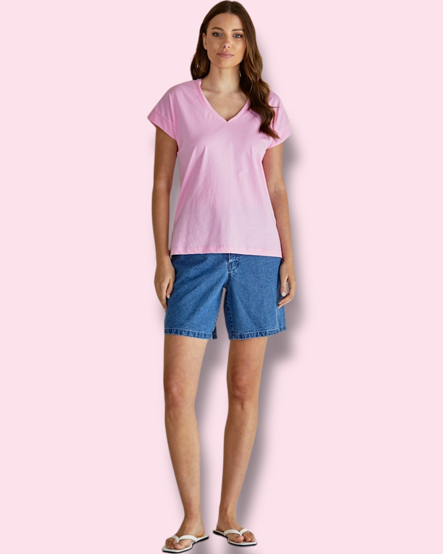 Tracey V-Neck Tee - Pink