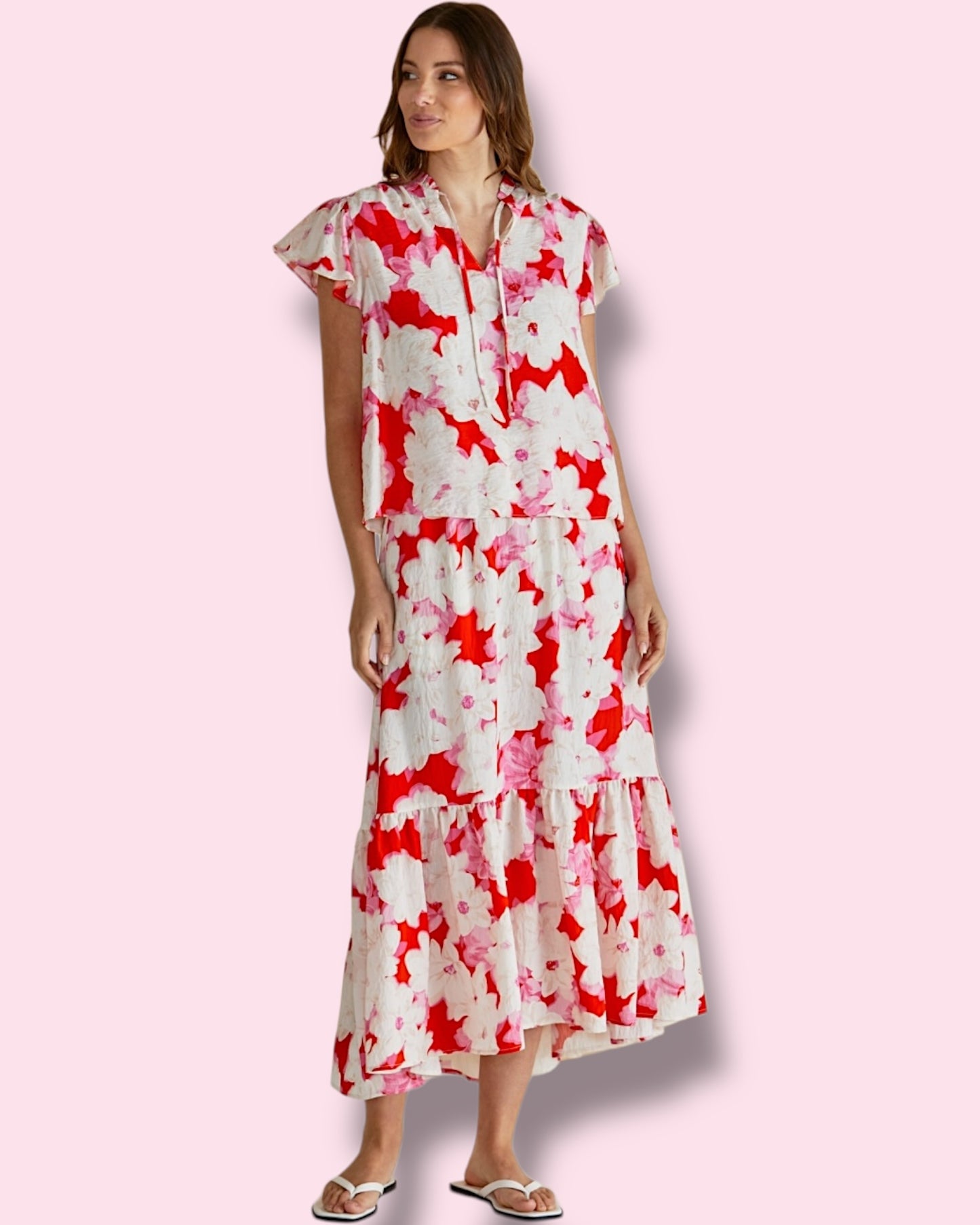 Lyra Blouse - Red Floral