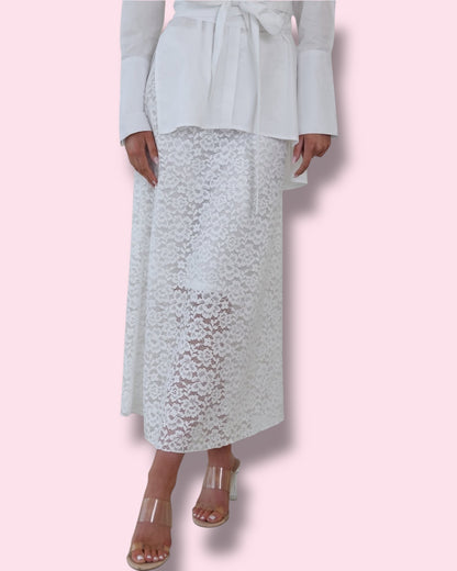 Leyna Lace Skirt - White