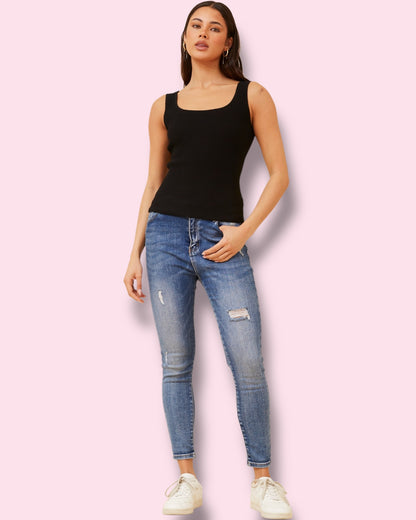 Daria Square Neck Top - Black