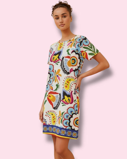 Selena Shift Dress - Multi White