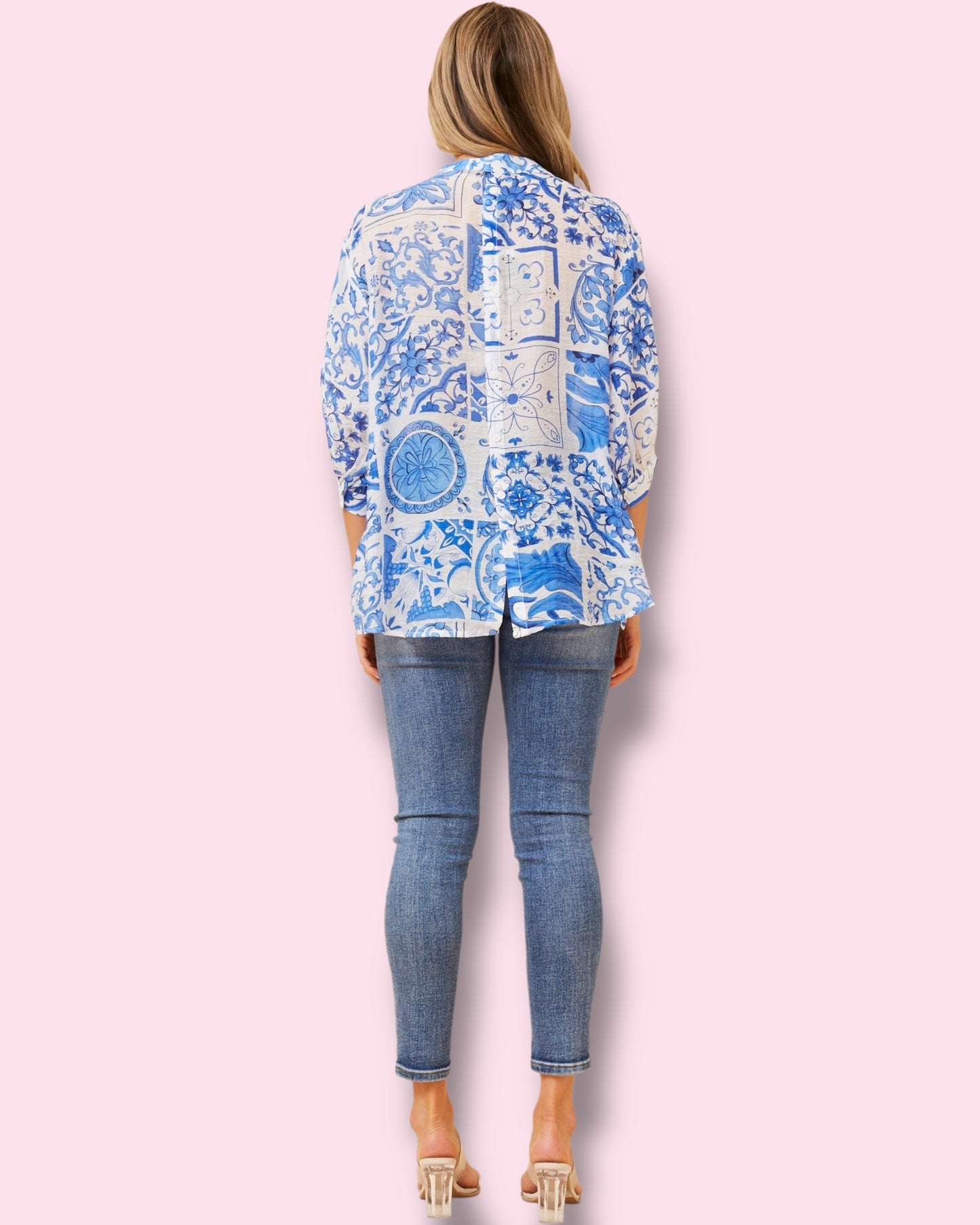 Mia Printed Shirt - Blue Patch