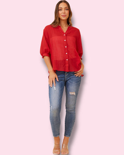 Mia Shirt - Rich Red