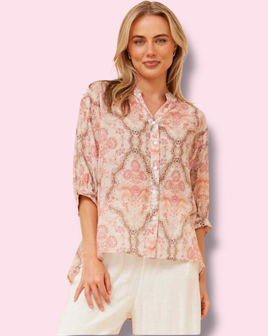 Mia Printed Shirt - Multi Pink