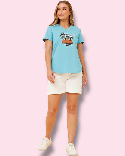 Graphic Print Tee - West Coast Aqua