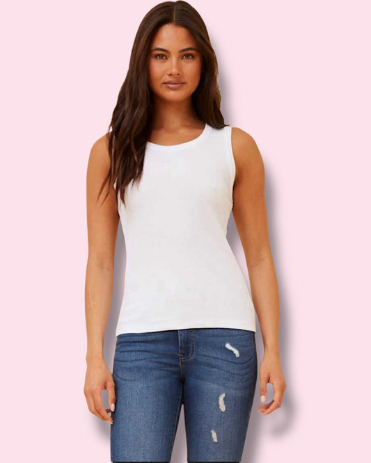 Adriana Rib Singlet - White