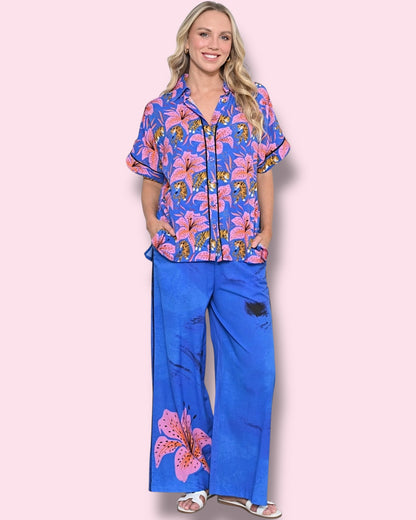 Luna Pants - Blue Hibiscus