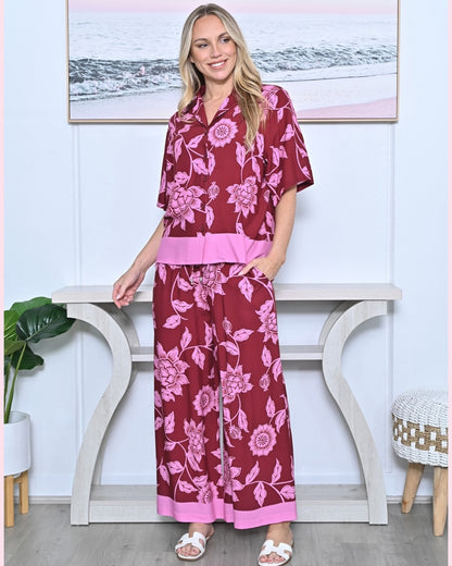 Amber Pants - Red/Pink Floral