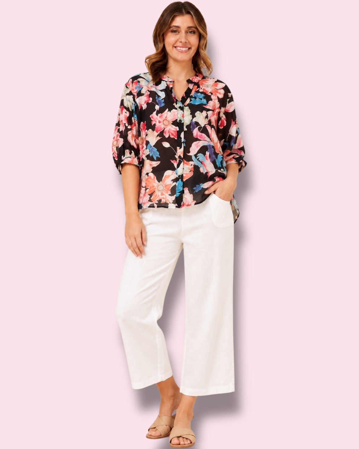 Mia Printed Shirt - Multi Black Floral