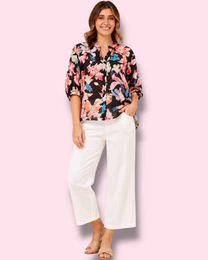 Mia Printed Shirt - Multi Black Floral