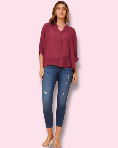 Mia Shirt - Dk Burgundy