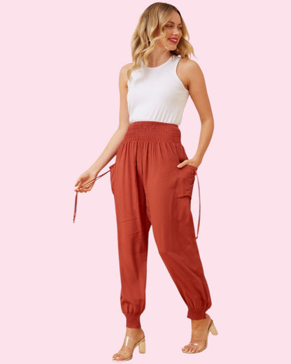 Plain Colours Harem Pants - Burnt Orange