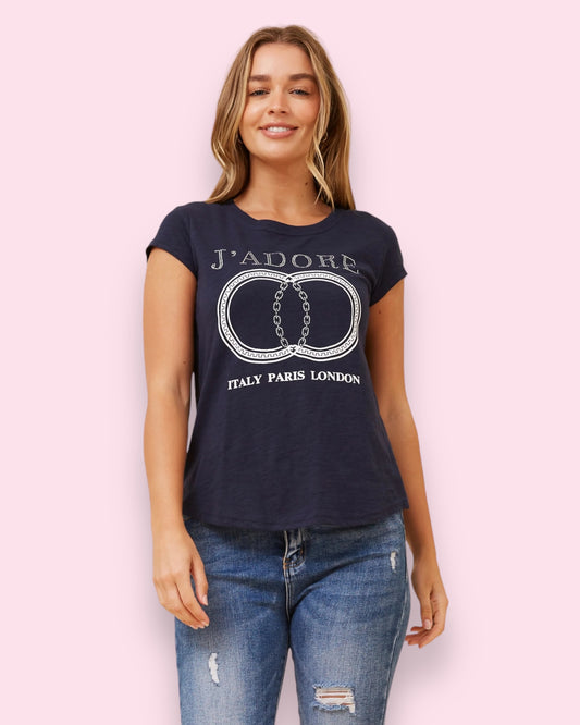 J’ADORE Graphic Tee - Navy