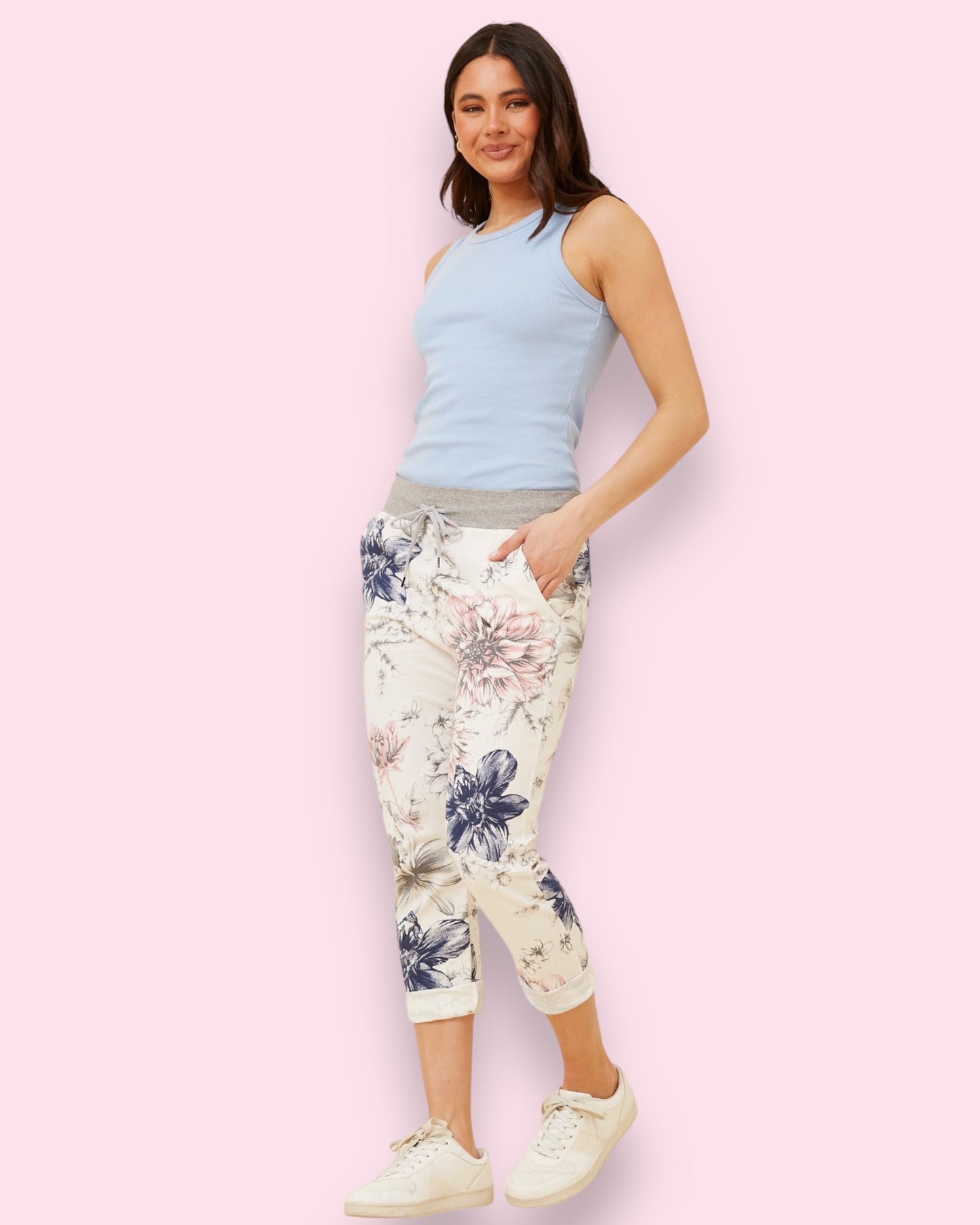 Jazzy 7/8 Printed Pants - Petal Pink