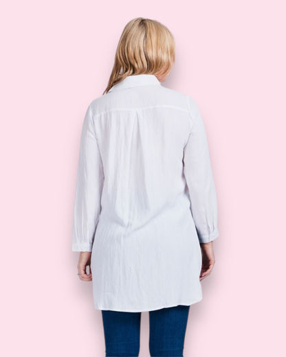 Long Roll Up Sleeve With Curved Hem
