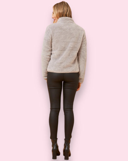 Teddy Fur Zip Jacket - Grey