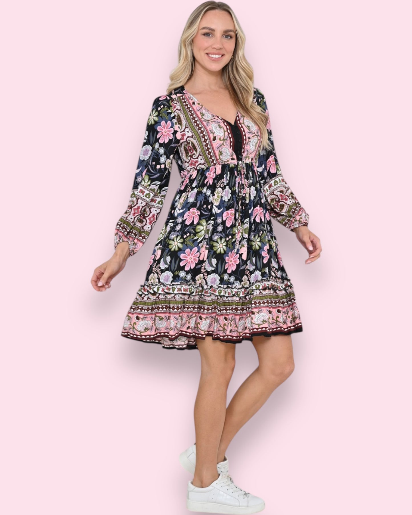 Candice Dress - Black Floral