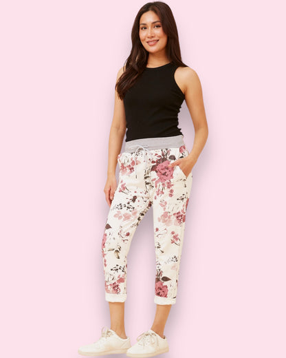 Jazzy 7/8 Printed Pants - Multi White/Red