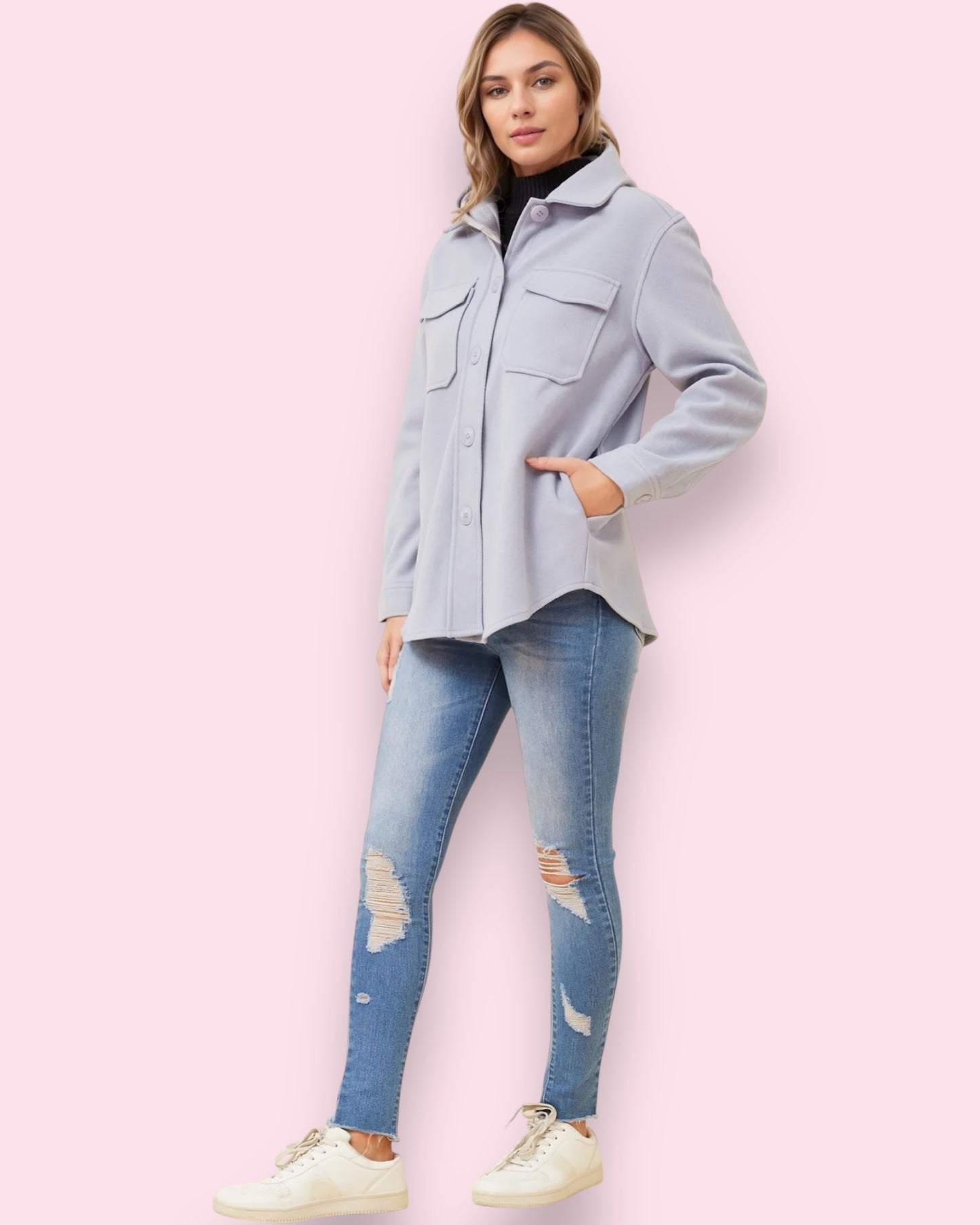 Sloane Shacket - Blue