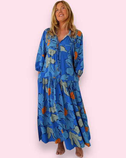 Loretta Maxi Dress - Blue Bell Print