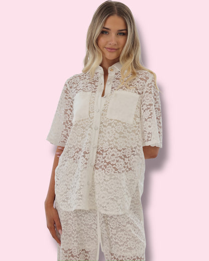 Leyna Lace Top - White