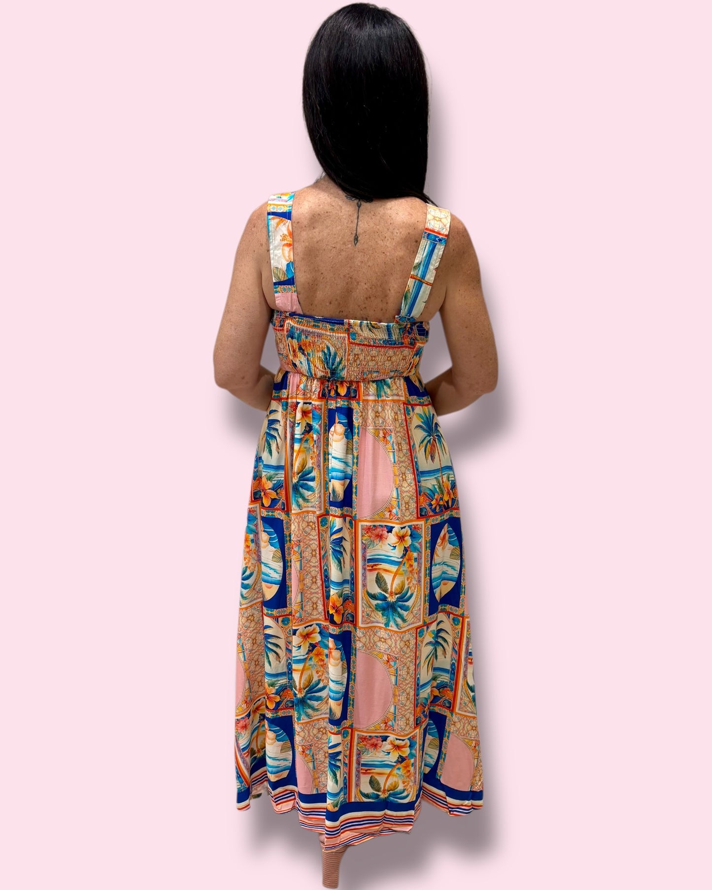 Emily Print Dress - Pink Tropical