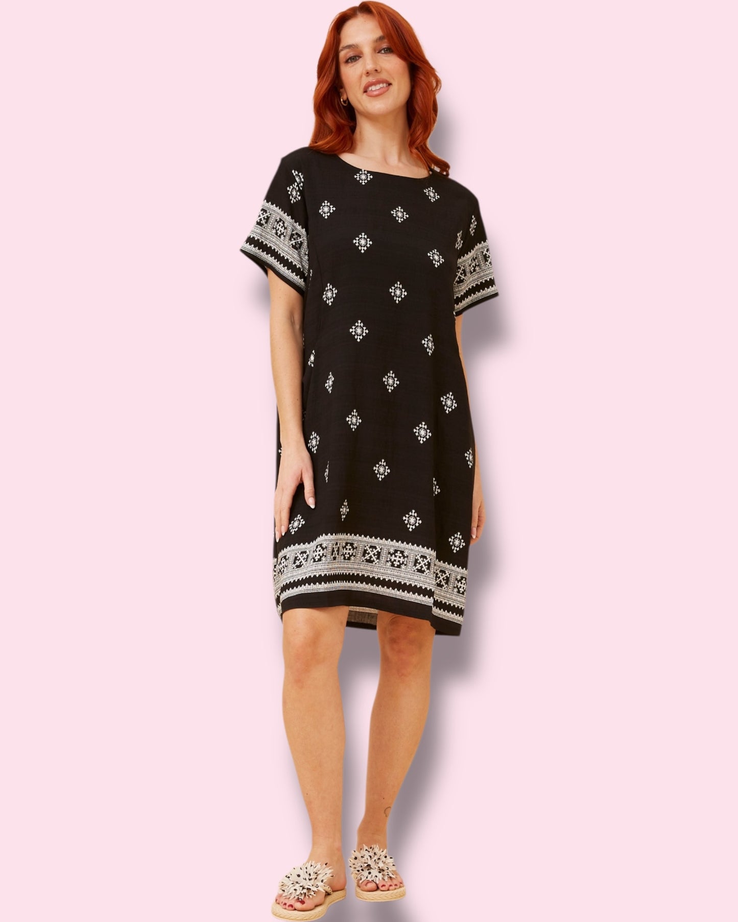 Selena Shift Dress - Black/White
