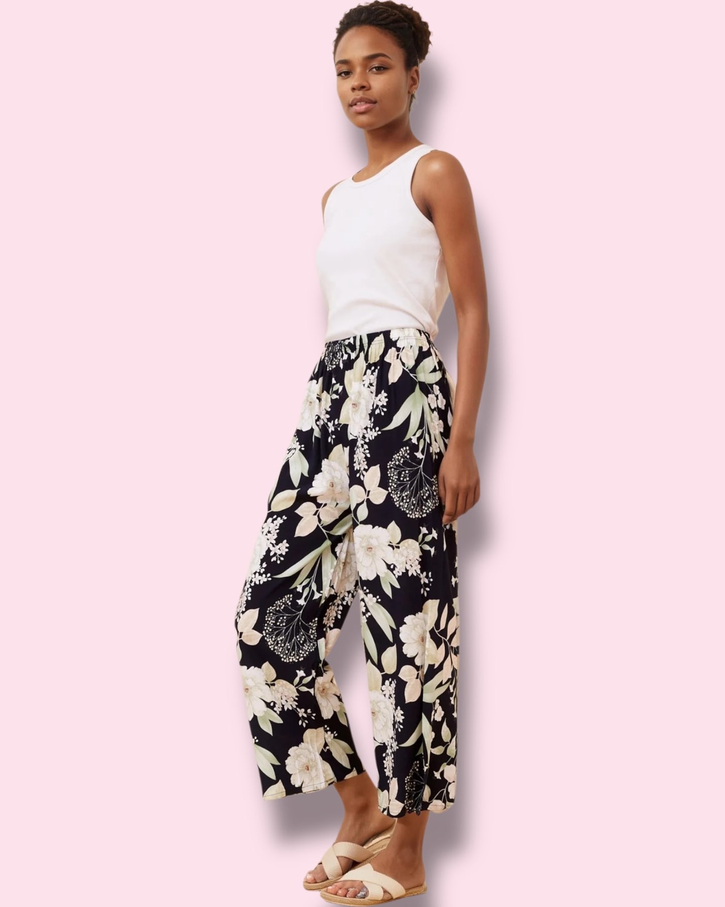 Alba Floral Pants - Navy