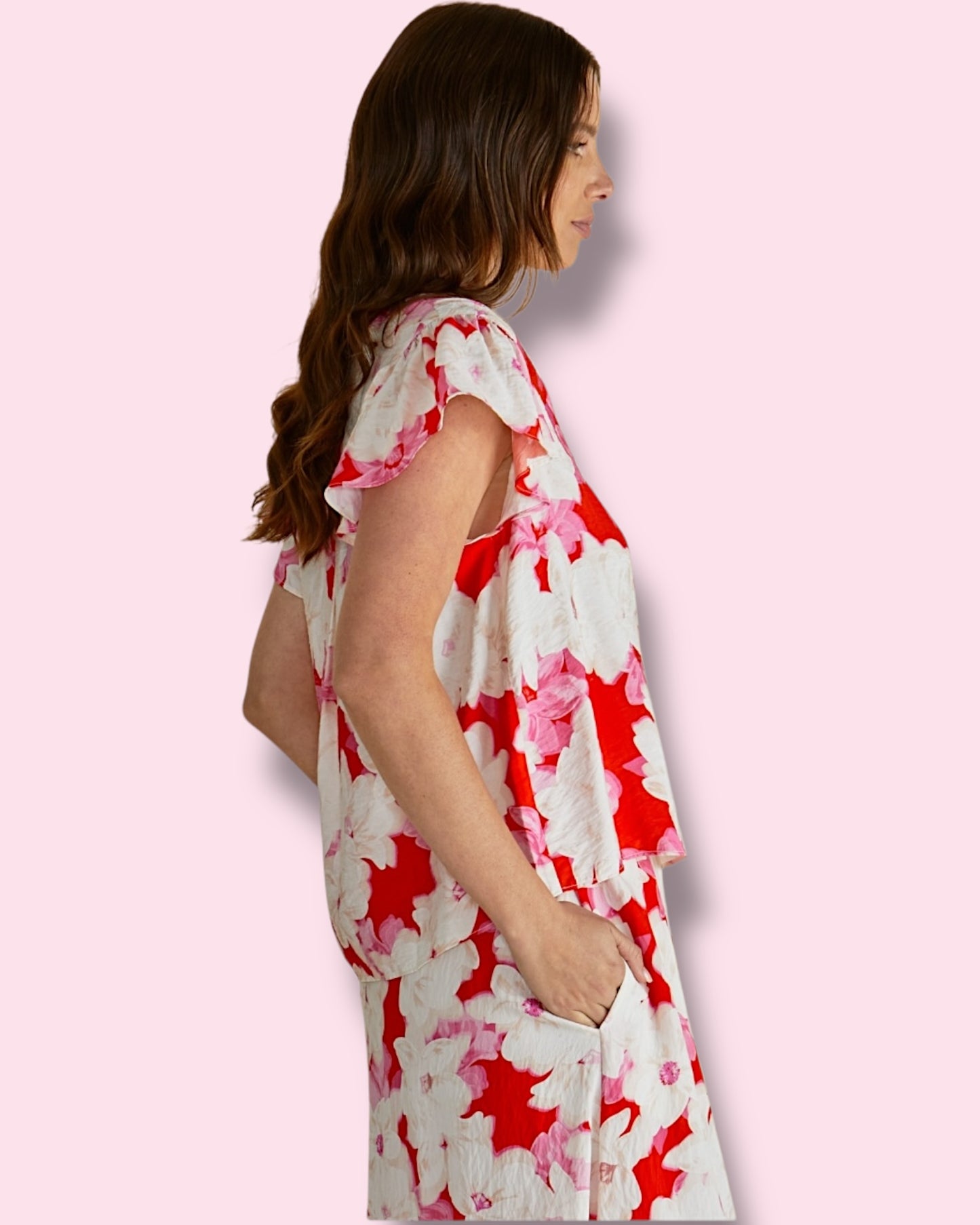 Lyra Blouse - Red Floral