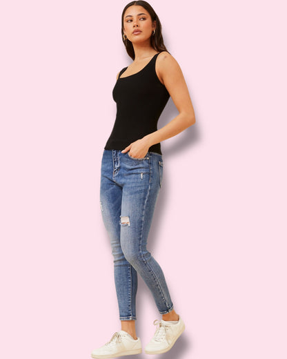 Daria Square Neck Top - Black