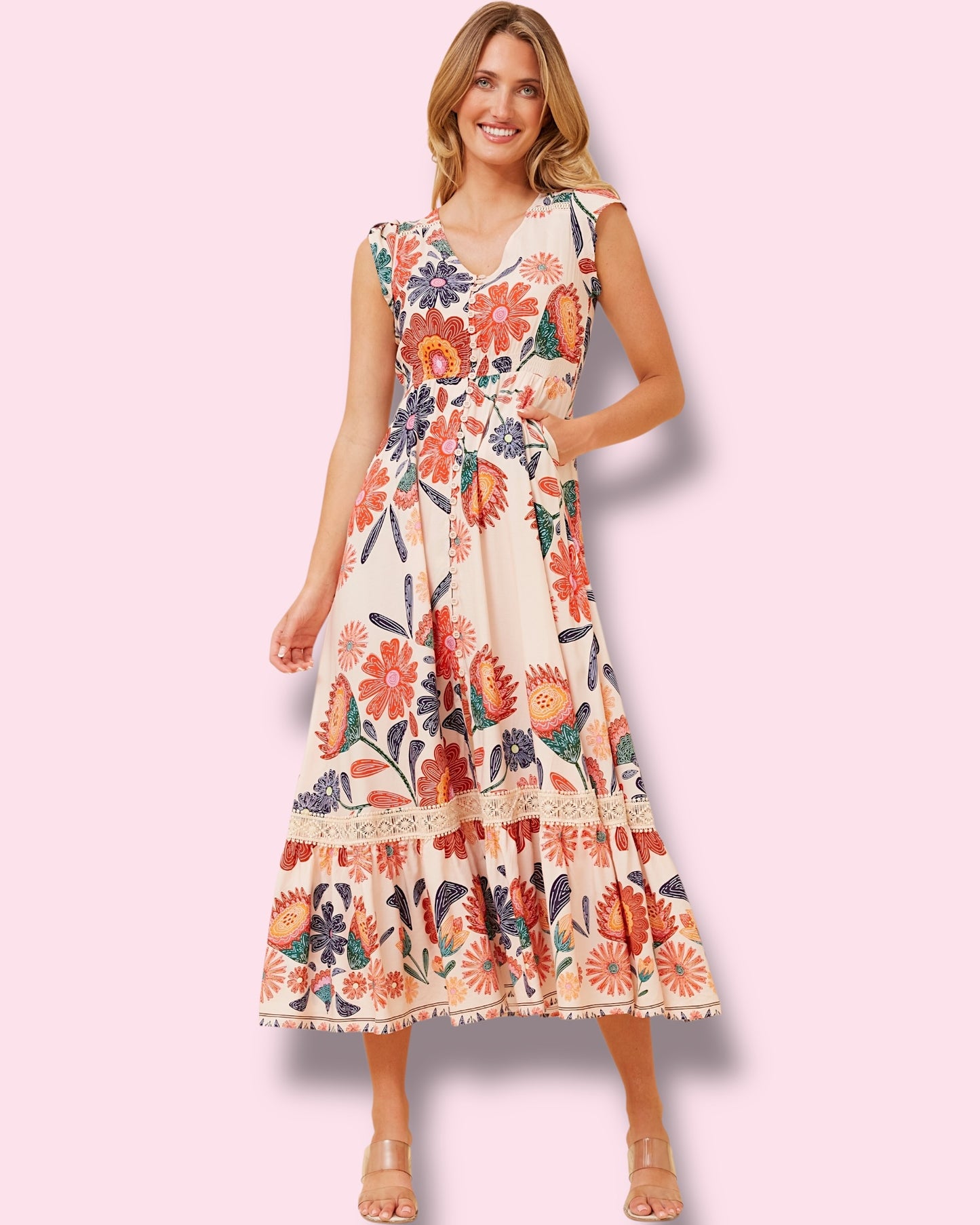 Cleo Maxi - Multi Orange Floral