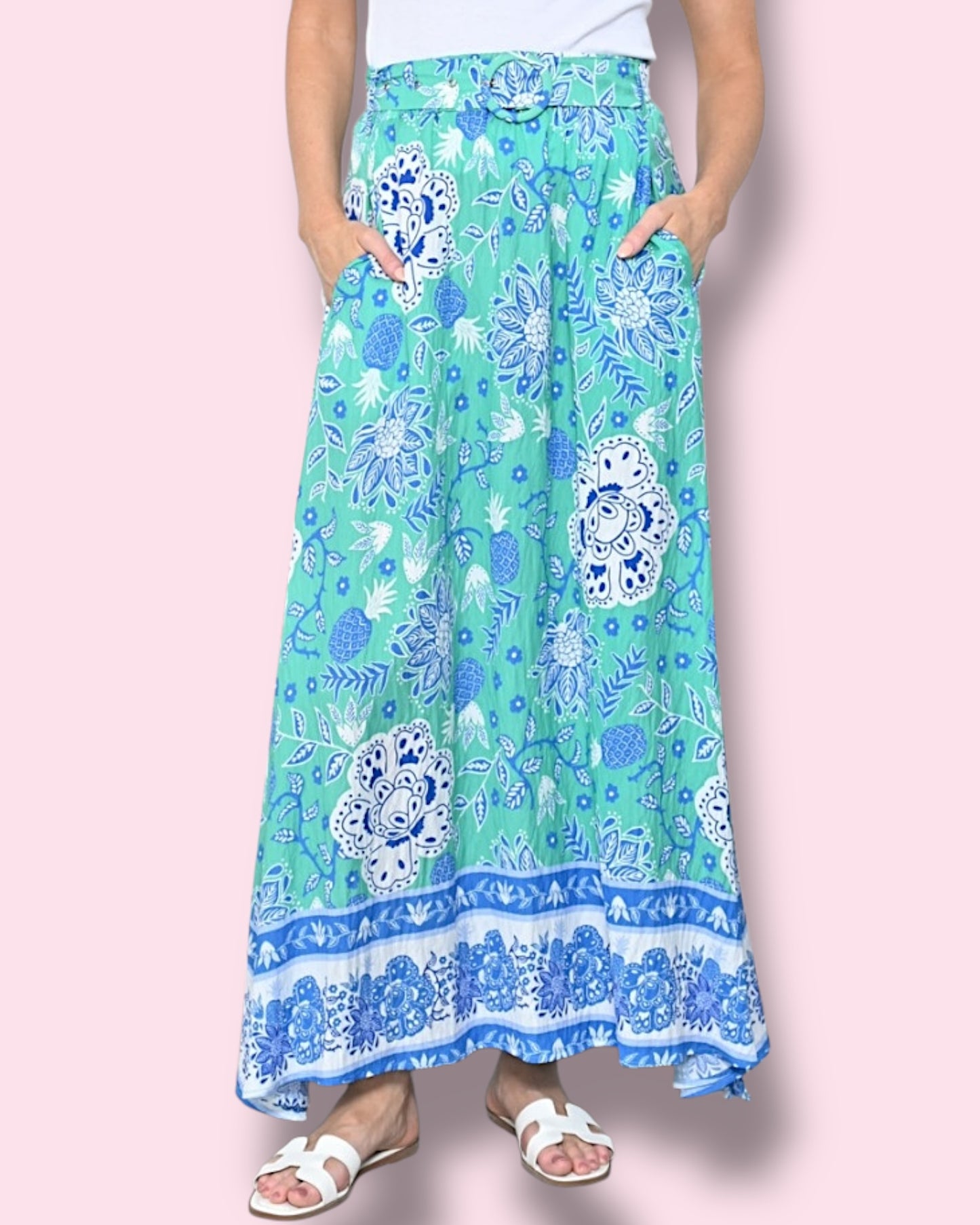 Evangeline Maxi Skirt - Mint/Blue