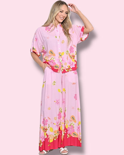 Chloe Pants - Pink Tropical
