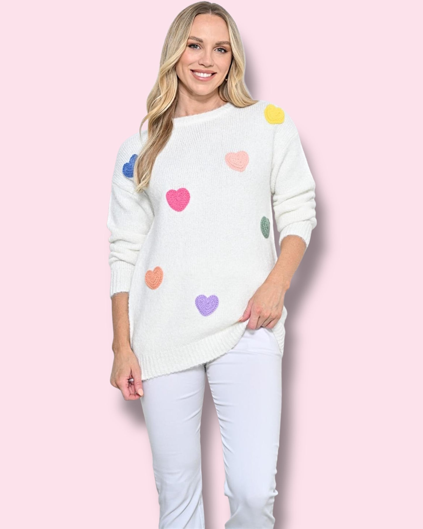 Multi Colour Heart Knit Jumper