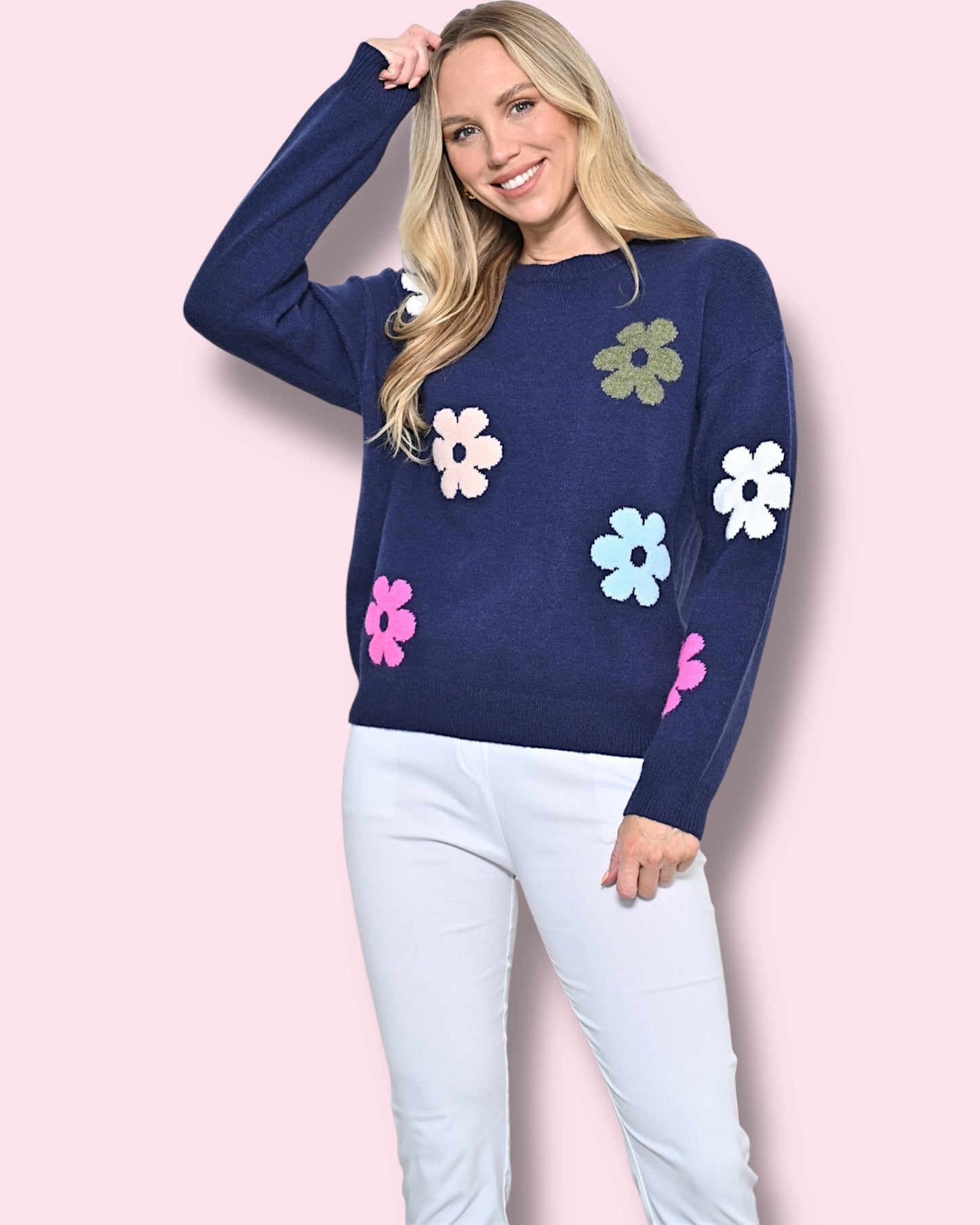 Daisy Knit Jumper - Navy