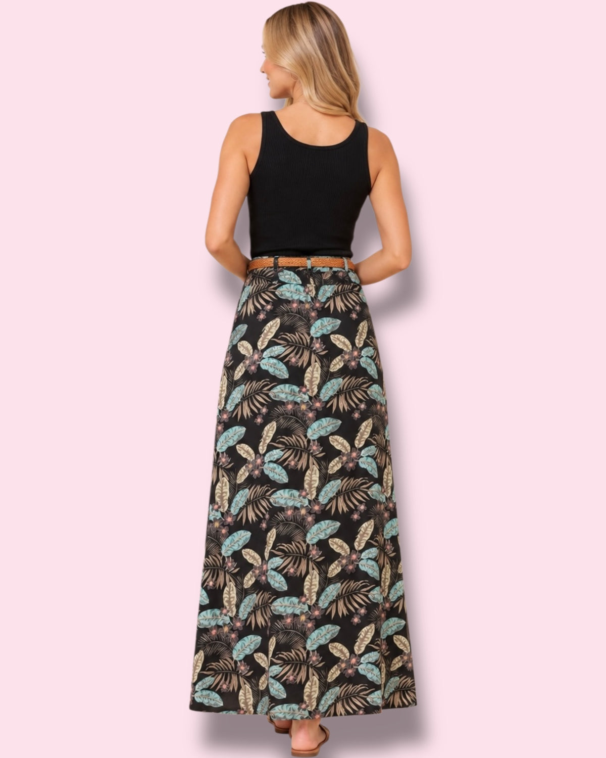 Pippa Skirt - Navy Leaves
